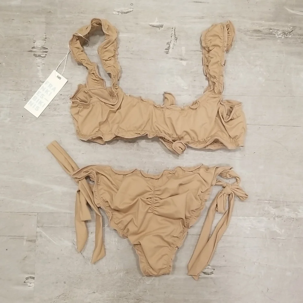 💕FRANKIE'S BIKINIS💕 Colby Ruffle Bikini Set ~ Earth Small S NWT